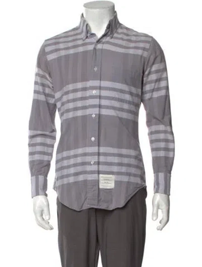 Pre-owned Thom Browne Striped Long Sleeve Shirt In Gray