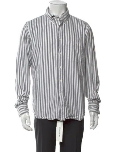 Pre-owned Thom Browne Striped Long Sleeve Shirt In Gray
