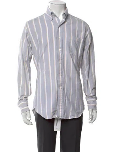 Pre-owned Thom Browne Striped Long Sleeve Shirt In Gray