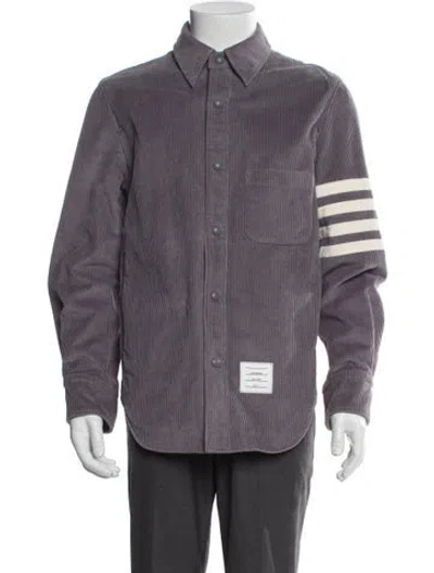 Pre-owned Thom Browne Striped Long Sleeve Shirt In Gray