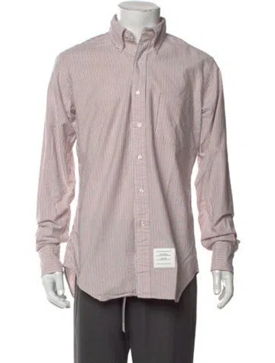 Pre-owned Thom Browne Striped Long Sleeve Shirt In Red