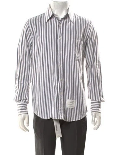 Pre-owned Thom Browne Striped Long Sleeve Shirt In White