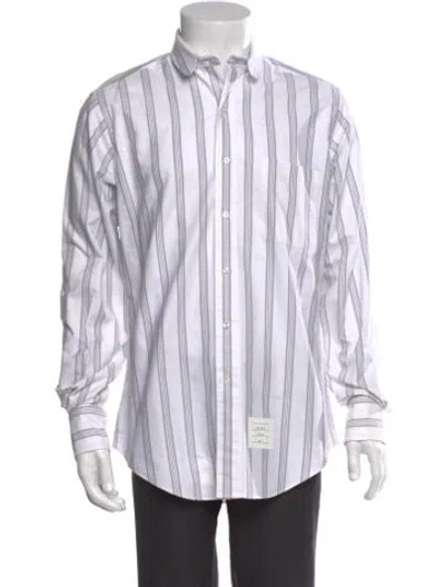 Pre-owned Thom Browne Striped Long Sleeve Shirt In White