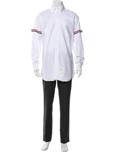 Pre-owned Thom Browne Striped Long Sleeve Shirt In White