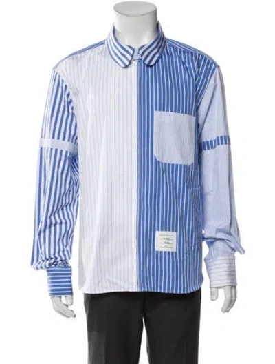 Pre-owned Thom Browne Striped Long Sleeve Shirt In White