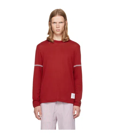 Thom Browne Striped Long-sleeved T-shirt In Red