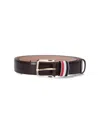 Thom Browne Striped Belt With Adjustable Fit And Gold-tone Buckle