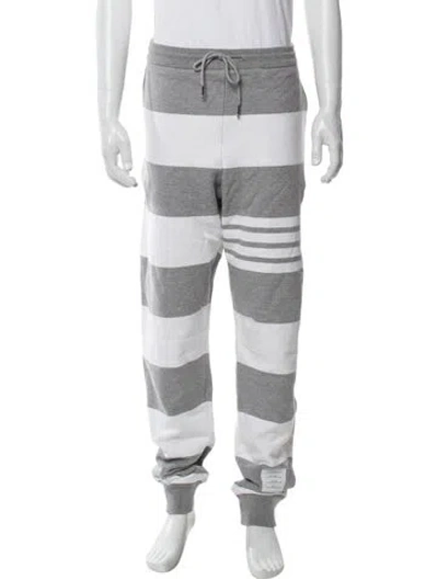 Pre-owned Thom Browne Striped Lounge Bottoms In Gray