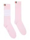 Thom Browne Striped Mid-calf Socks In Pink