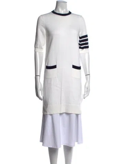 Pre-owned Thom Browne Striped Midi Length Dress In White