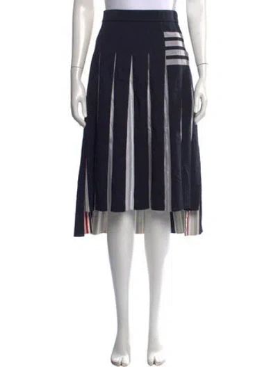 Pre-owned Thom Browne Striped Midi Length Skirt In Blue/grey