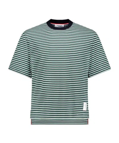 THOM BROWNE THOM BROWNE STRIPED MILANO RIBBED CREWNECK T-SHIRT