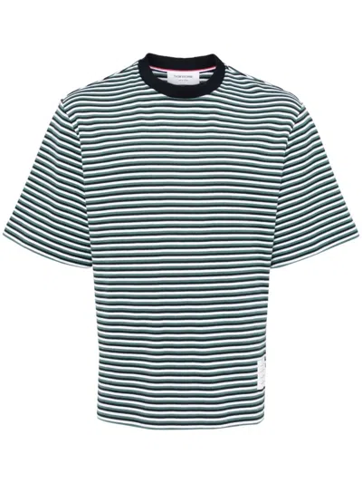 Thom Browne "striped Oversized Jersey T-shirt" In Green
