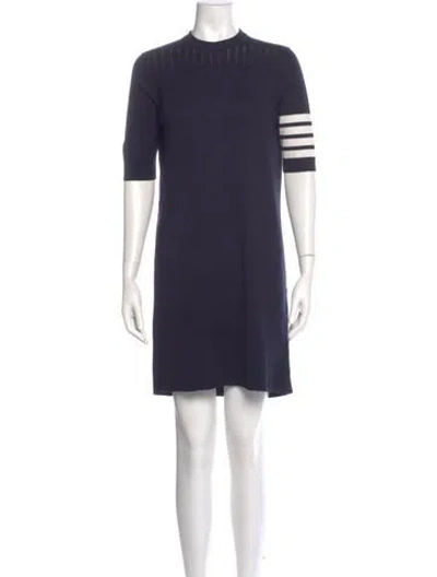 Pre-owned Thom Browne Striped Mini Dress In Black
