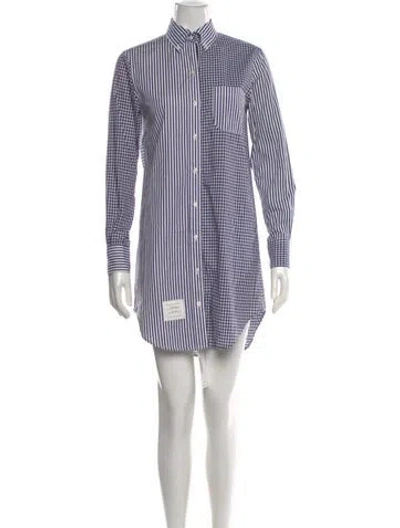 Pre-owned Thom Browne Striped Mini Dress In Blue