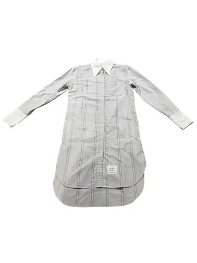 Thom Browne Collared Long-sleeved Dress In Gray