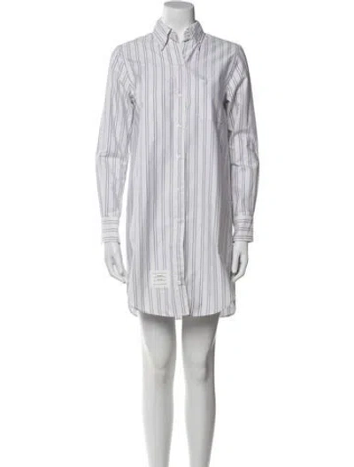 Pre-owned Thom Browne Striped Mini Dress In White