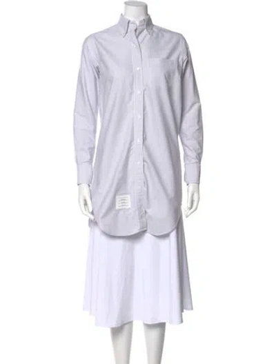 Pre-owned Thom Browne Striped Mini Dress In White