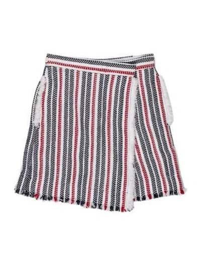 Pre-owned Thom Browne Striped Mini Shorts In White