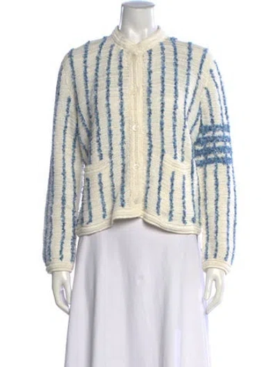 Pre-owned Thom Browne Striped Open Front Sweater In Neutrals