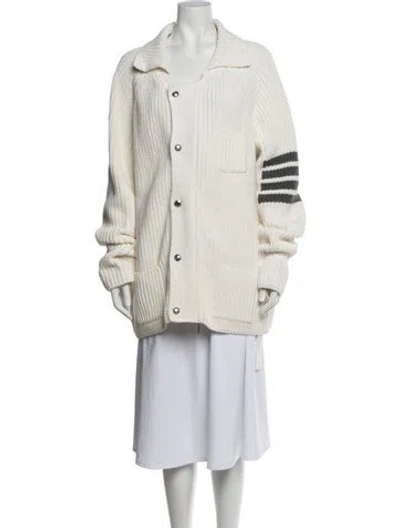 Pre-owned Thom Browne Striped Open Front Sweater In Neutrals