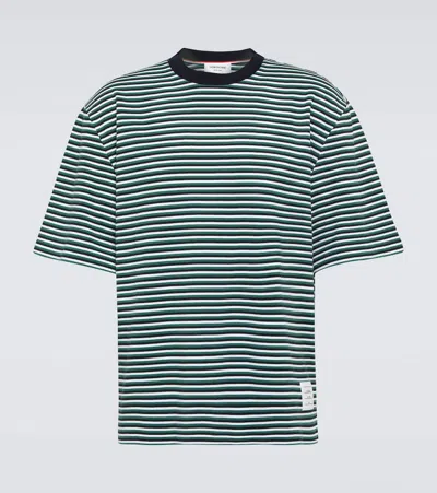 THOM BROWNE STRIPED OVERSIZED COTTON T-SHIRT