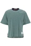Thom Browne "striped Oversized Jersey T-shirt" In Green