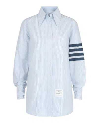 THOM BROWNE THOM BROWNE STRIPED OXFORD 4-BAR OVERSIZED SHIRT