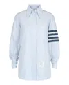 Thom Browne Striped Oxford 4-bar Oversized Shirt In Blue