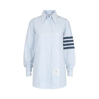 Pre-owned Thom Browne Striped Oxford 4 Bar Oversized Shirt 'blue' | Women's Size 44
