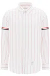 THOM BROWNE STRIPED OXFORD BUTTON-DOWN SHIRT WITH ARMBANDS