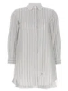 Thom Browne Multicolor Striped Shirt Dress In White