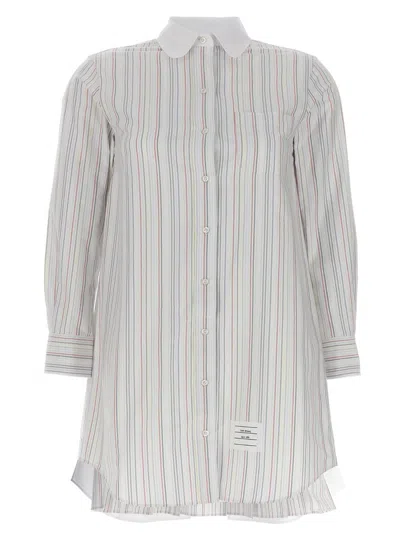 THOM BROWNE STRIPED OXFORD COTTON SHIRT DRESS