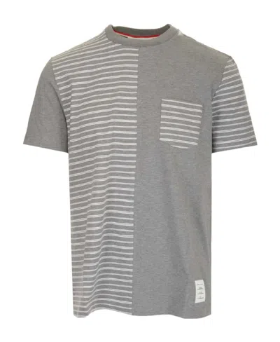 Thom Browne Striped Panel T-shirt In Gray