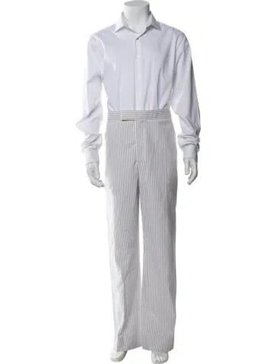 Pre-owned Thom Browne Striped Pants In White