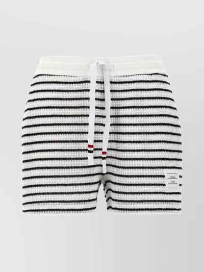 Thom Browne Striped Pattern Elastic Waistband Shorts In Blue