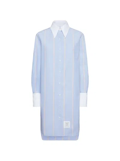 Thom Browne Striped-pattern Shirt Dress In Blue