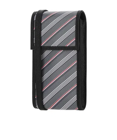 Thom Browne Striped Phone Case In Black