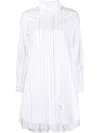 Thom Browne Striped Pleat-detail Shirtdress In White