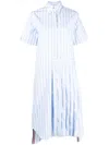 Thom Browne Gestreiftes Hemdkleid In Blau