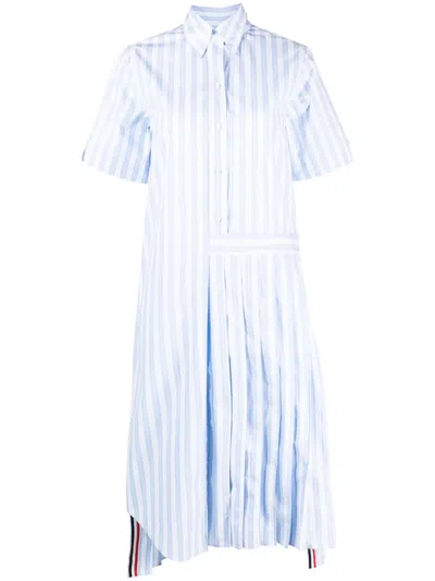 Thom Browne Gestreiftes Hemdkleid In Blau