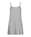 Thom Browne Striped Pleated Minidress In Gray
