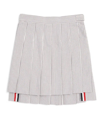 Thom Browne Kids' Striped Pleated Skirt (2-12 Years) In Grey