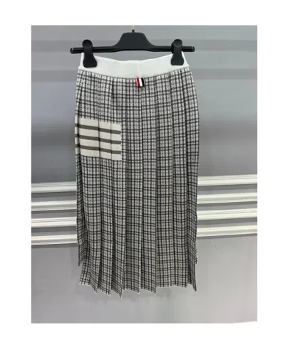 Thom Browne Striped Pleated Skirt In Black