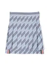 Thom Browne Striped Pleated Skirt In Grey