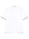 Thom Browne Short-sleeved Navy Polo Shirt With Patch In White