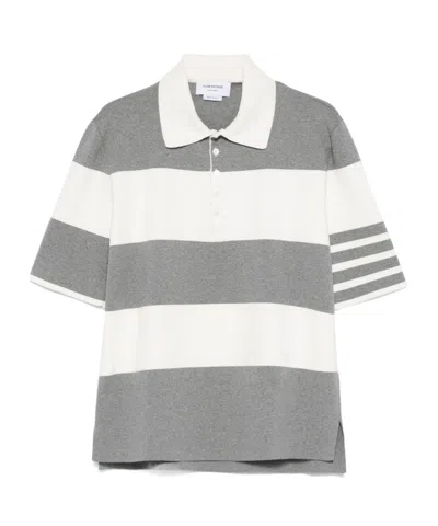 THOM BROWNE THOM BROWNE STRIPED SHORT SLEEVED POLO SHIRT