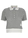 Thom Browne Ribbed Collar Striped Polo In Multicolor