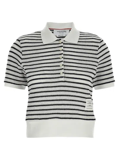 THOM BROWNE STRIPED POLO SHIRT