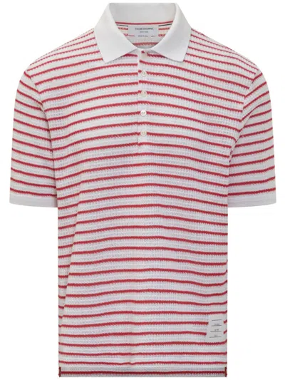 THOM BROWNE STRIPED POLO SHIRT